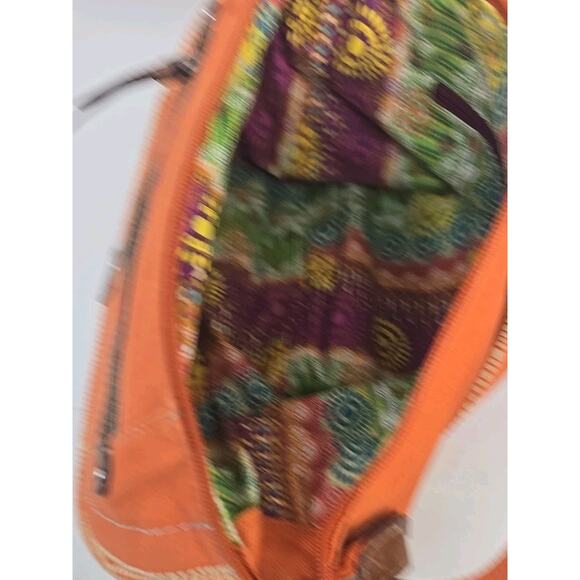 Fossil Long Live Vintage Orange Canvas Large 14x10 Bag Euc U216 - Picture 6 of 15